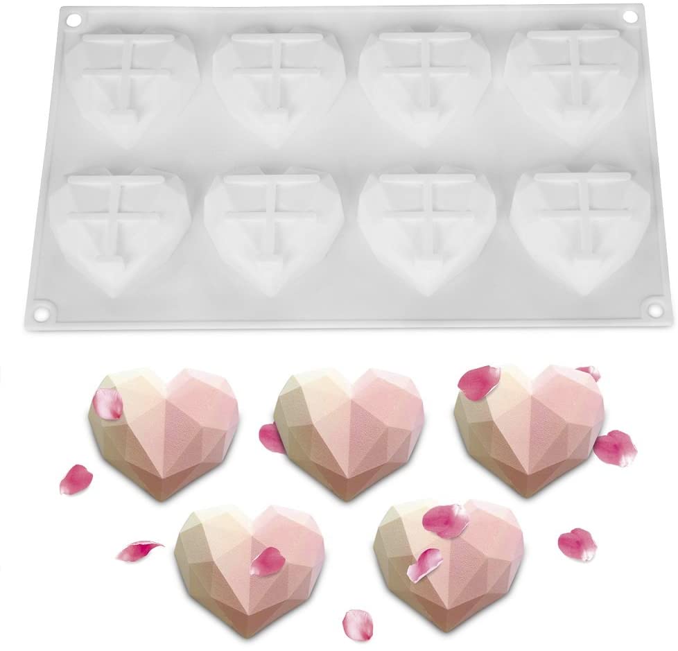Molde Silicona Corazón Geométrico x8cav