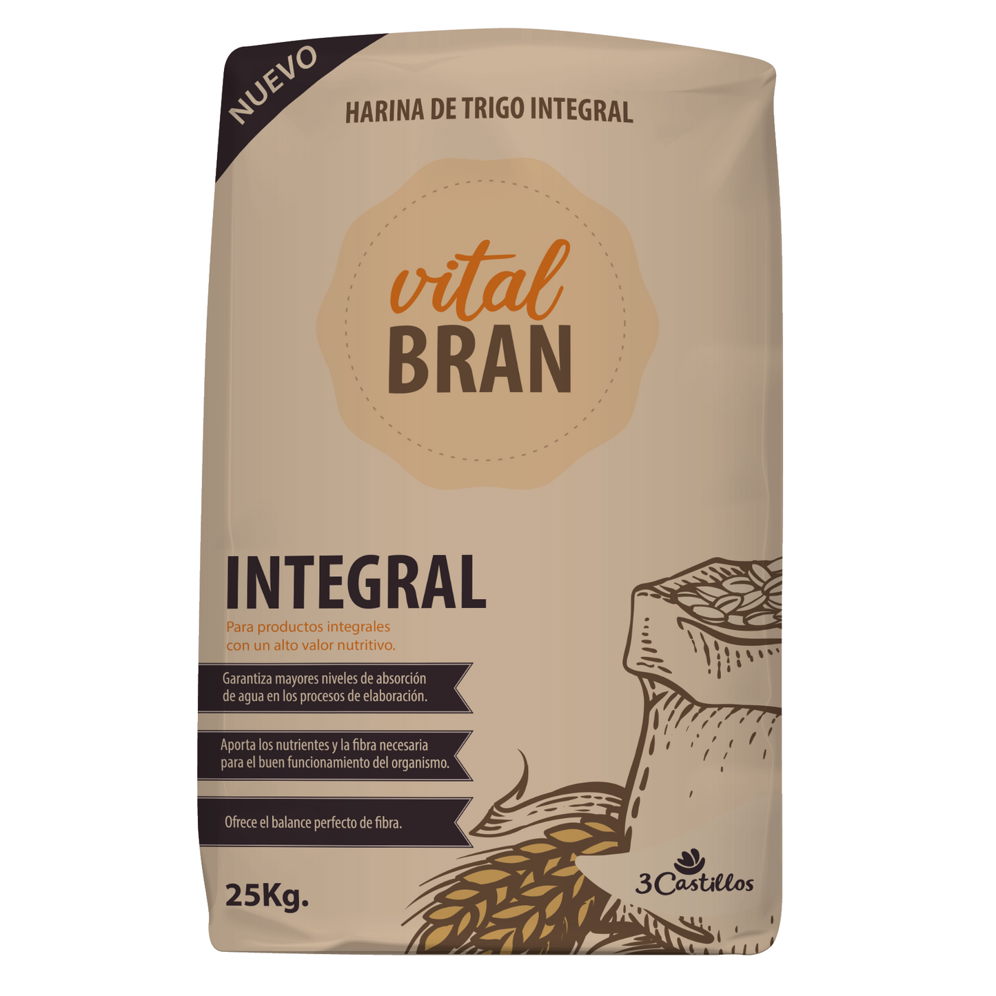 Harina Integral 3 Castillos x500gr