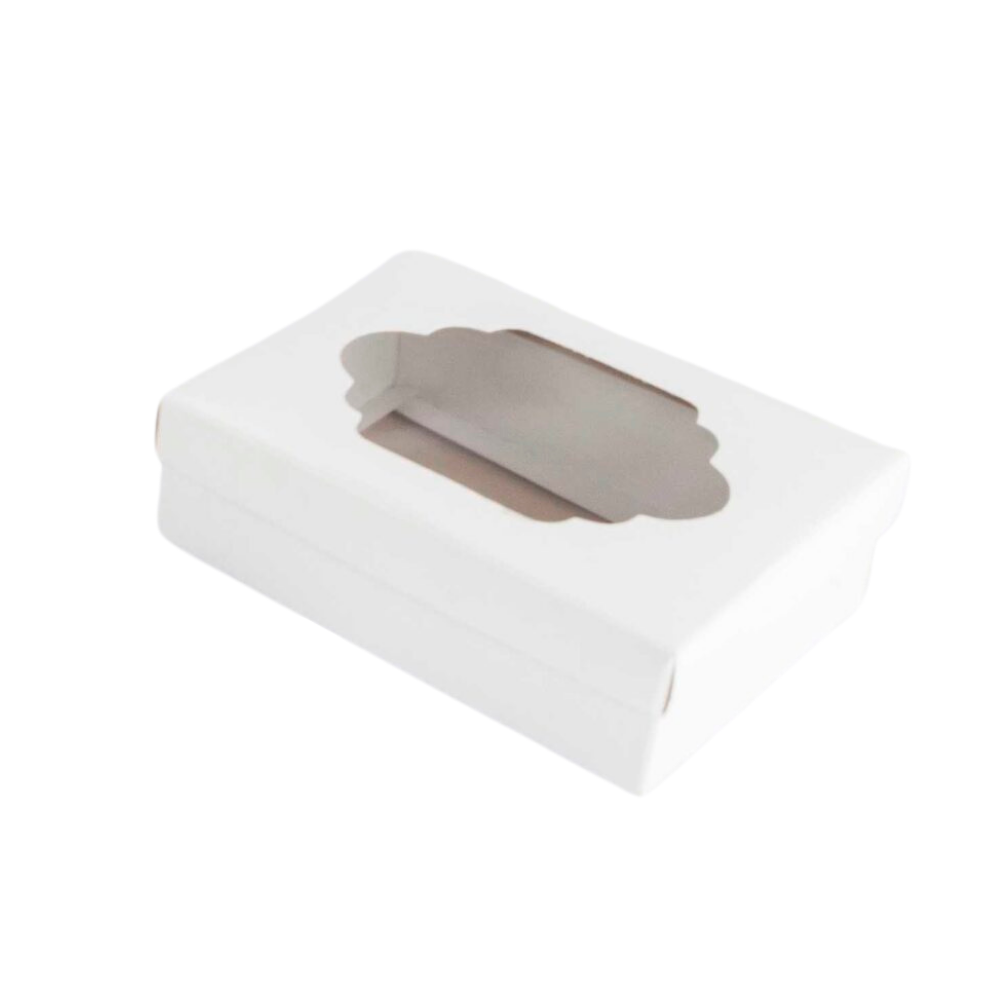 Caja Base + Tapa con Ventana Color Blanco (11x8x3.5cm)