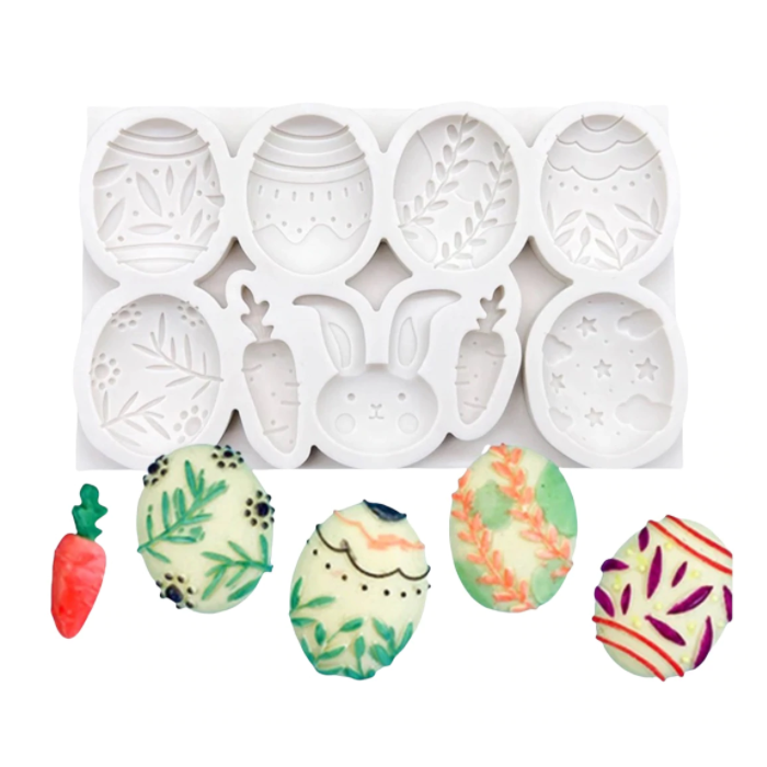 Molde Silicona Huevos de Pascua Decorados x8cav