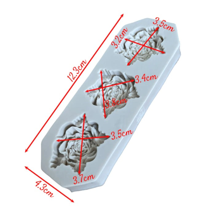 Molde Silicona Rosa Mediana Triple x3cav