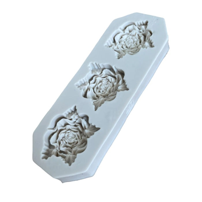Molde Silicona Rosa Mediana Triple x3cav