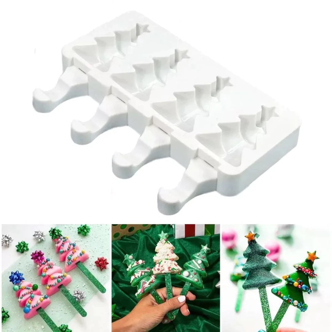 Molde Silicona Paleta Árbol de Navidad
