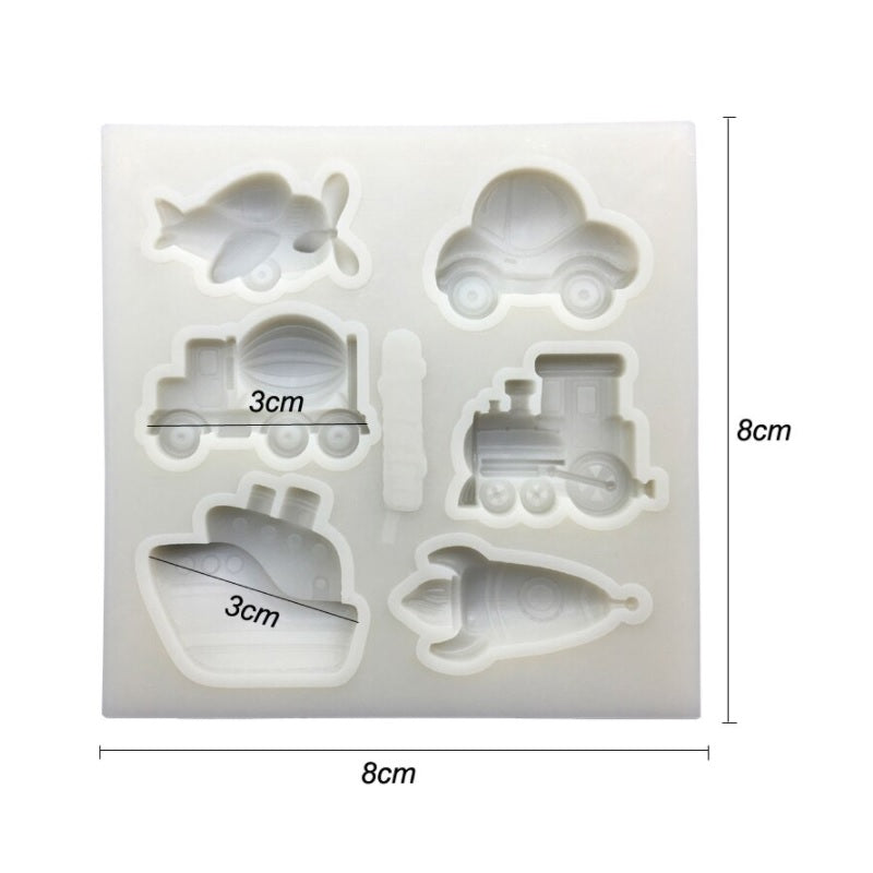Molde Silicona Medios de Transporte x6cav