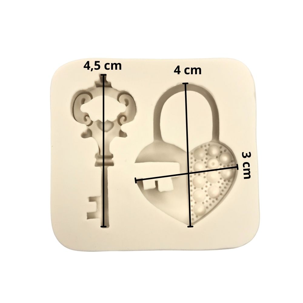 Molde Silicona Llave y Cerradura de Corazón
