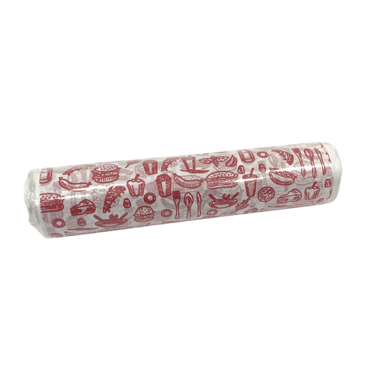 Papel Encerado Estampado Rojo Rollo x50mt
