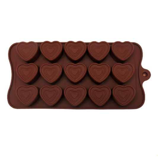Molde Silicona Corazones Decorados x15cav