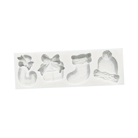 Molde Silicona Navidad (Bastón, Regalo, Bota, Gorro) x4cav