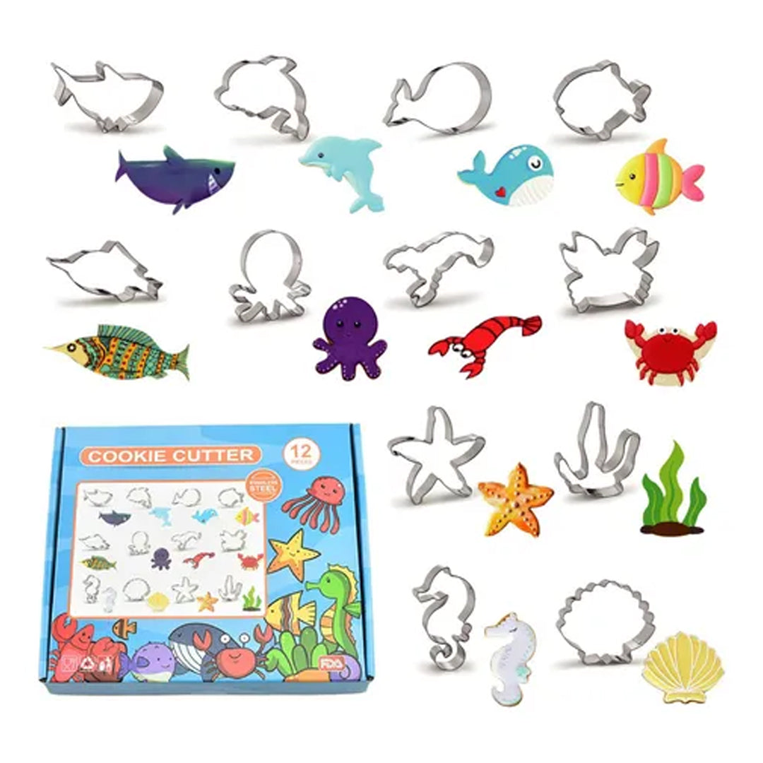 Set Cortadores Metálicos Animales Marinos x12und