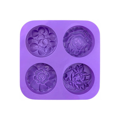 Molde Silicona Jabón Flores x4cav