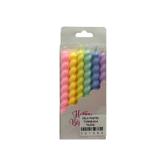 Vela Pastel Torneada x6und