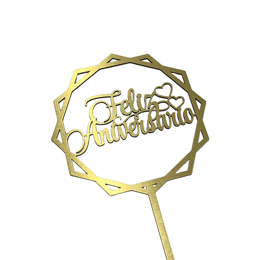Topper Feliz Aniversario Pequeño Dorado REF: FAPD001