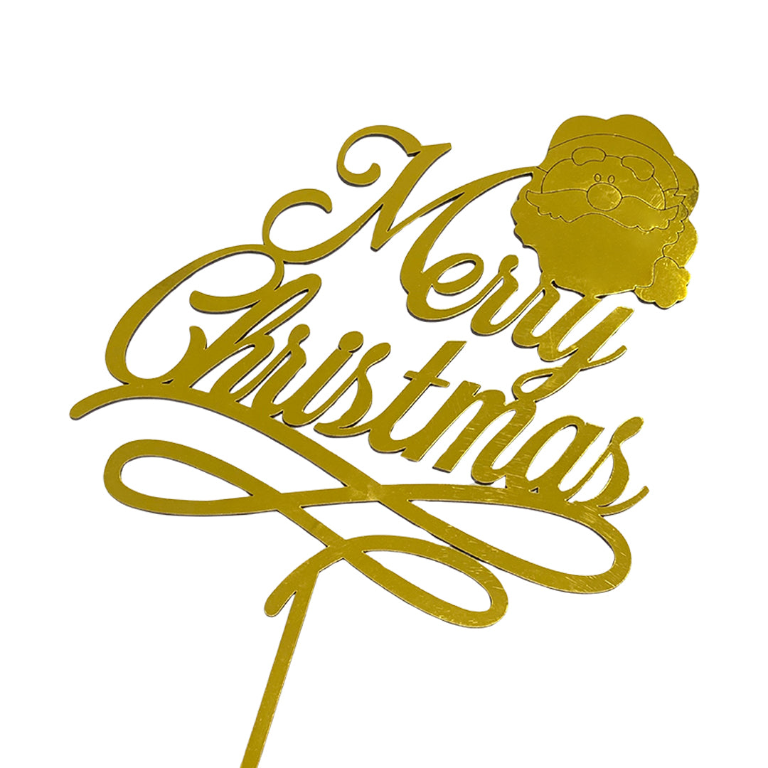 Topper Merry Christmas Papá Noel Grande Dorado