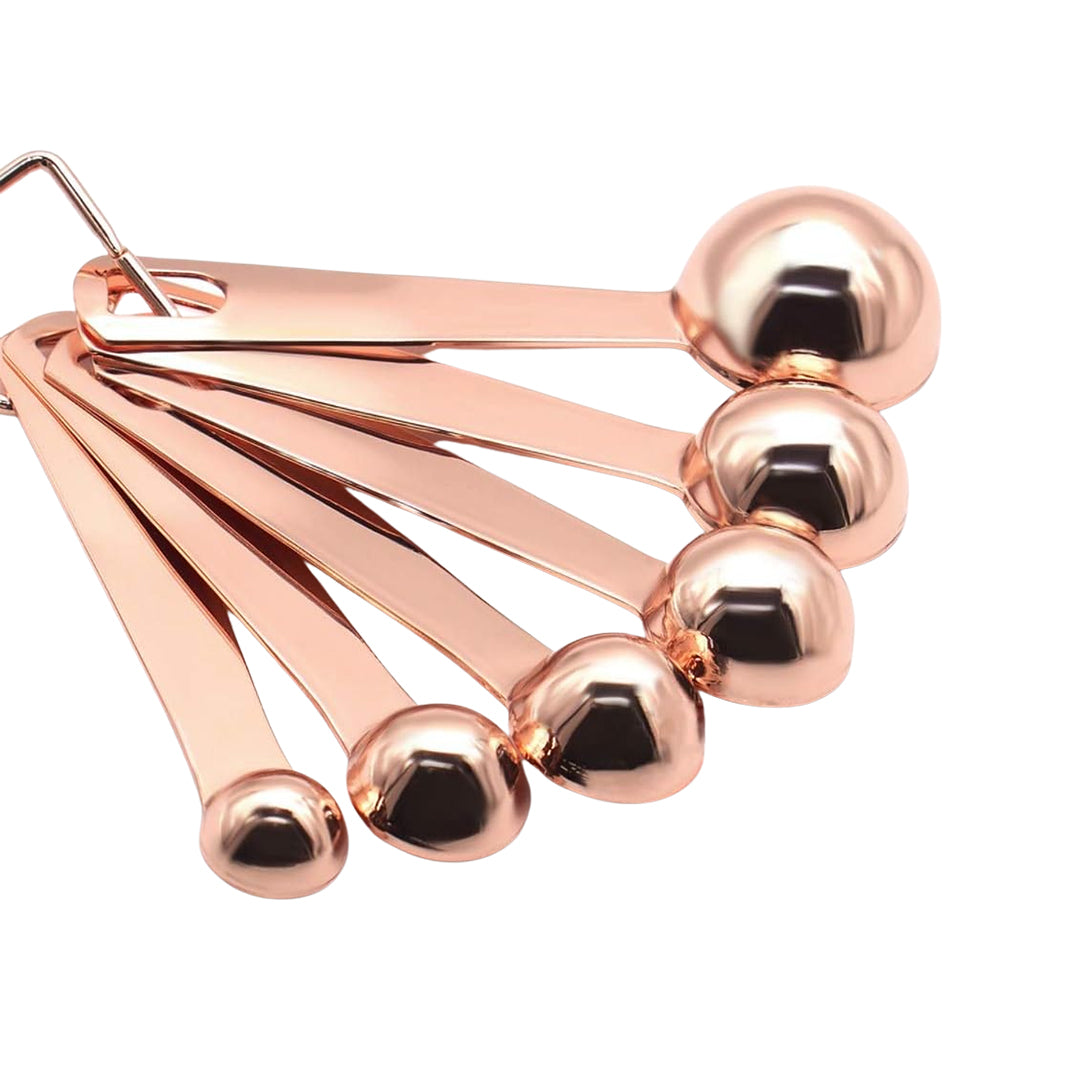 Set Cucharas Medidoras Metálicas Oro Rosa x6und