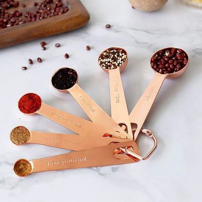 Set Cucharas Medidoras Metálicas Oro Rosa x6und