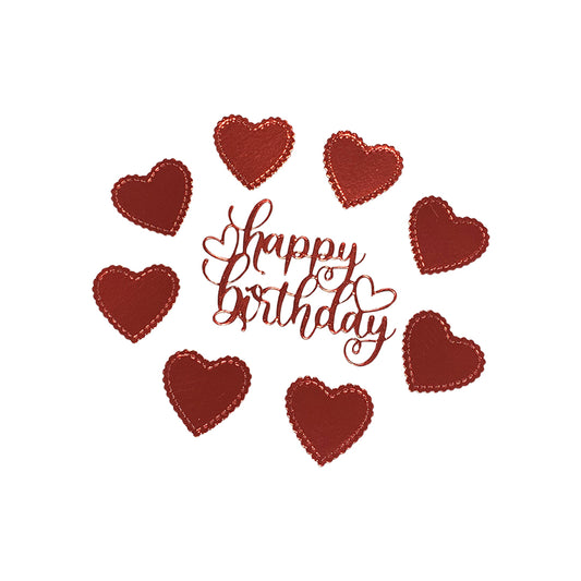 Aplique Happy Birthday Corazón Rojo Ref:01 x9piezas