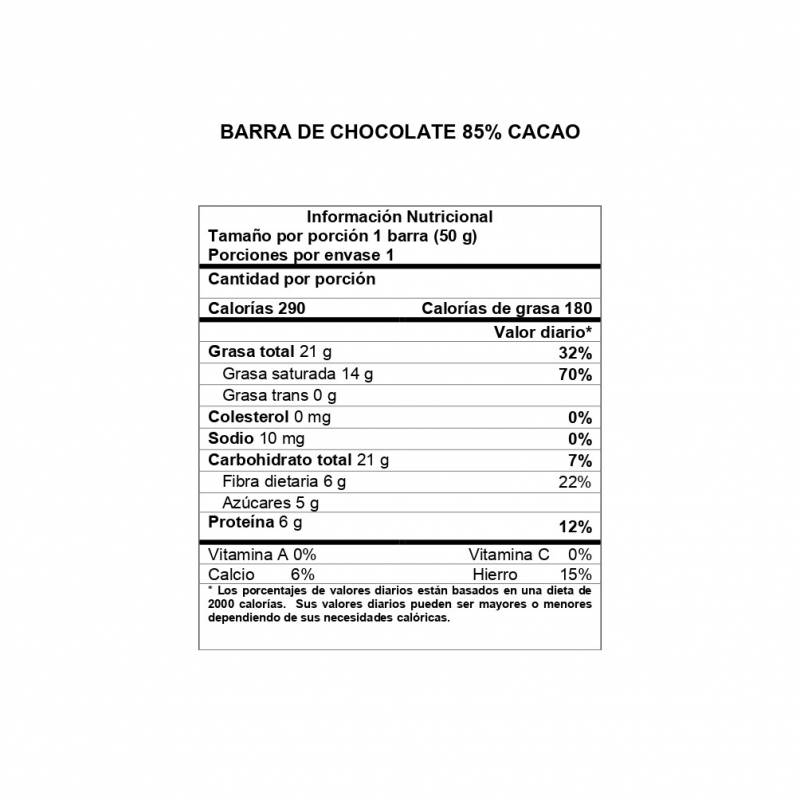 Barra de Chocolate Davida 85% x50gr