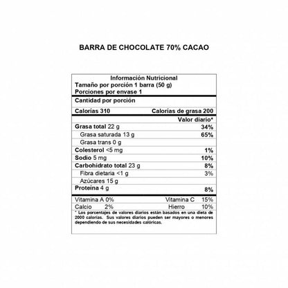 Barra de Chocolate Davida 70% x50gr