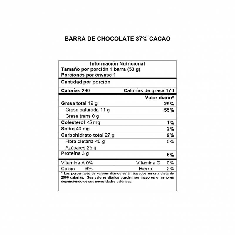 Barra de Chocolate Davida 37% x50gr