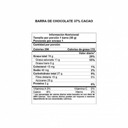 Barra de Chocolate Davida 37% x50gr