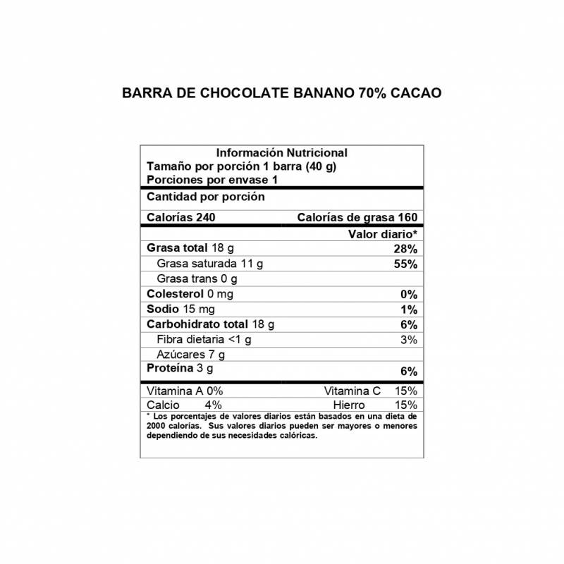Barra de Chocolate Davida Banano 70% x40gr