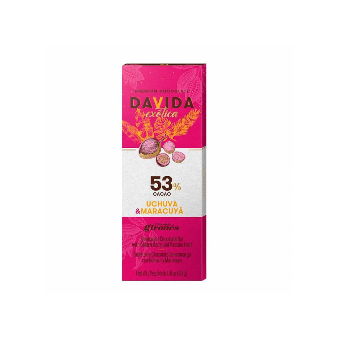 Barra de Chocolate Davida Uchuva & Maracuyá 53% x40gr