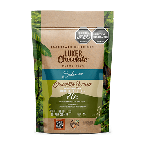 Chocolate Oscuro con Eritritol y Estevia 70% X1Kg