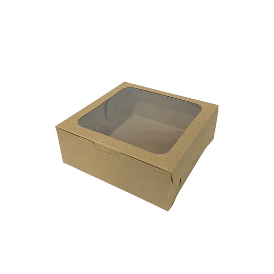 Caja con Ventana Color Kraft (16x16x6cm) x1und