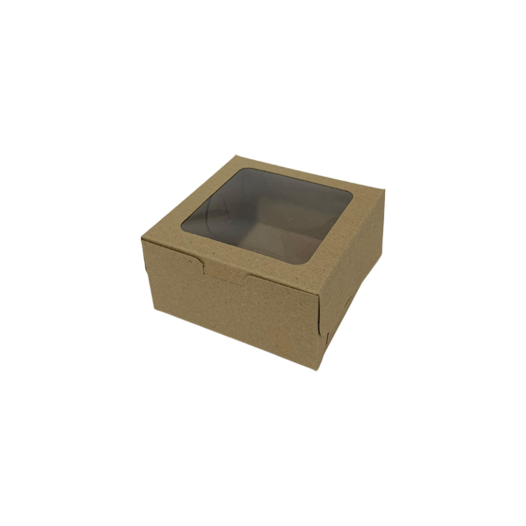 Caja con Ventana Color Kraft (10x10x5cm) x1und