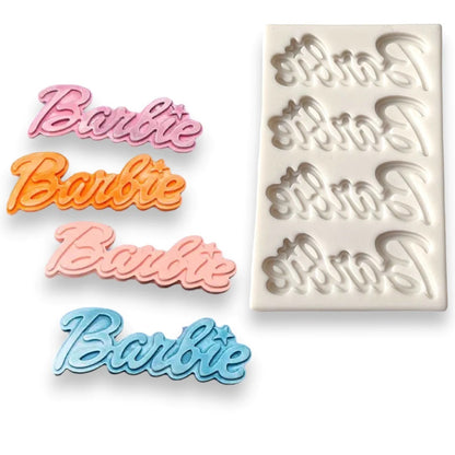 Molde Silicona Letrero Barbie x4cav