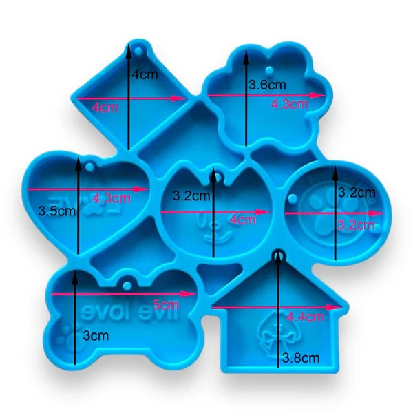Molde Silicona Llavero para Mascotas x7cav