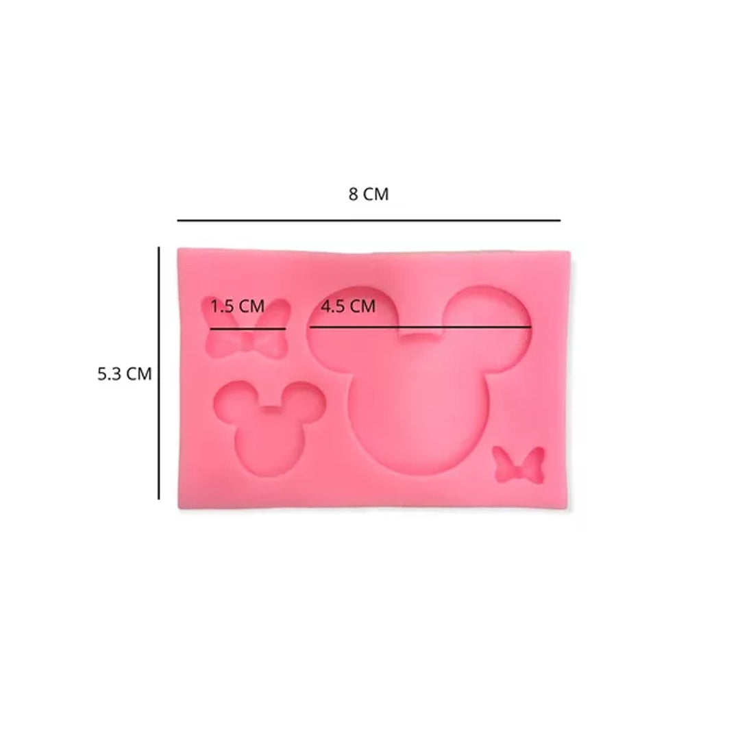 Molde Silicona Silueta Mickey y Minnie x4cav