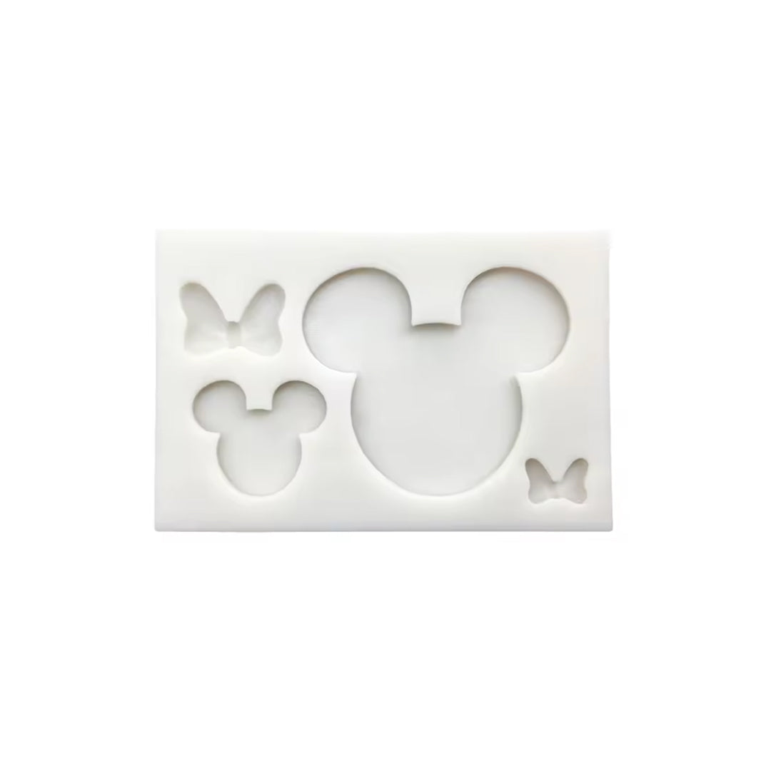 Molde Silicona Silueta Mickey y Minnie x4cav