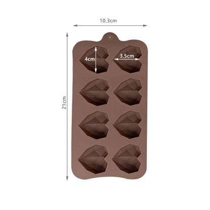 Molde Silicona Corazón Prisma x8cav