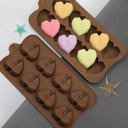 Molde Silicona Corazón Prisma x8cav