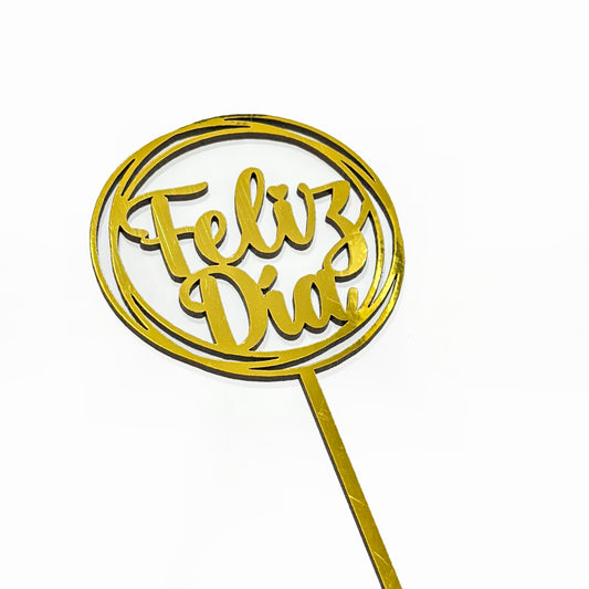 Topper Feliz Día Mini Dorado REF: M32-8