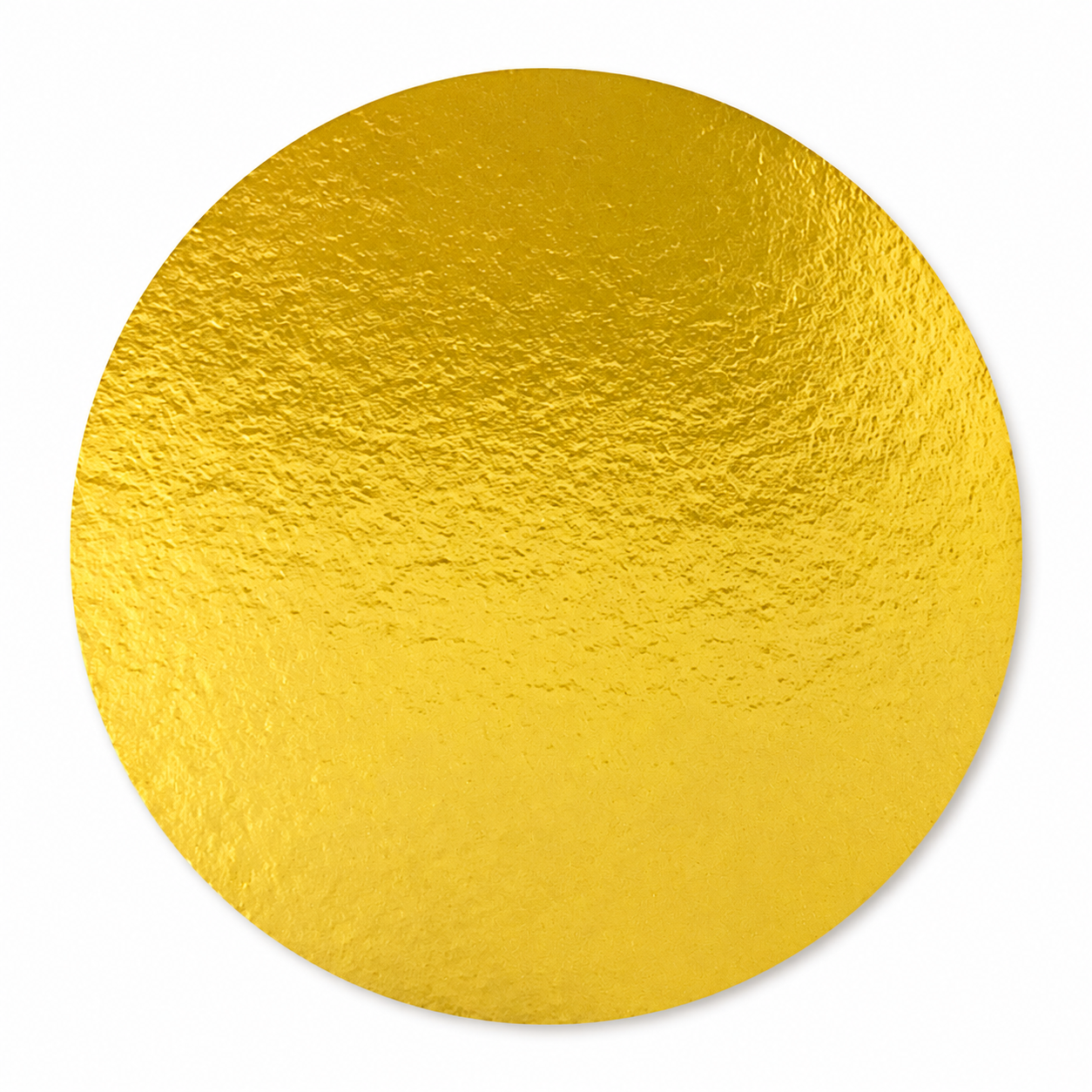 Blonda redonda dorada de 30 cm para tortas, fotografía profesional sobre fondo blanco