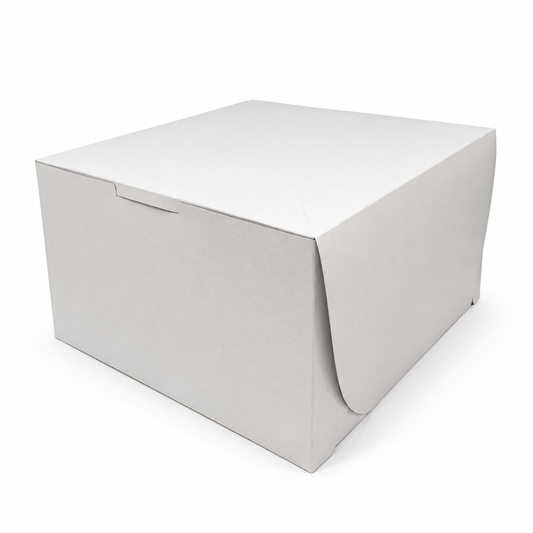 Caja blanca alta para pudín de 1 libra, fotografía profesional sobre fondo blanco