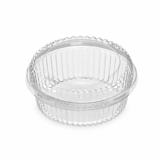 Contenedor transparente Mini Pack S con tapa separada, fotografía profesional sobre fondo blanco
