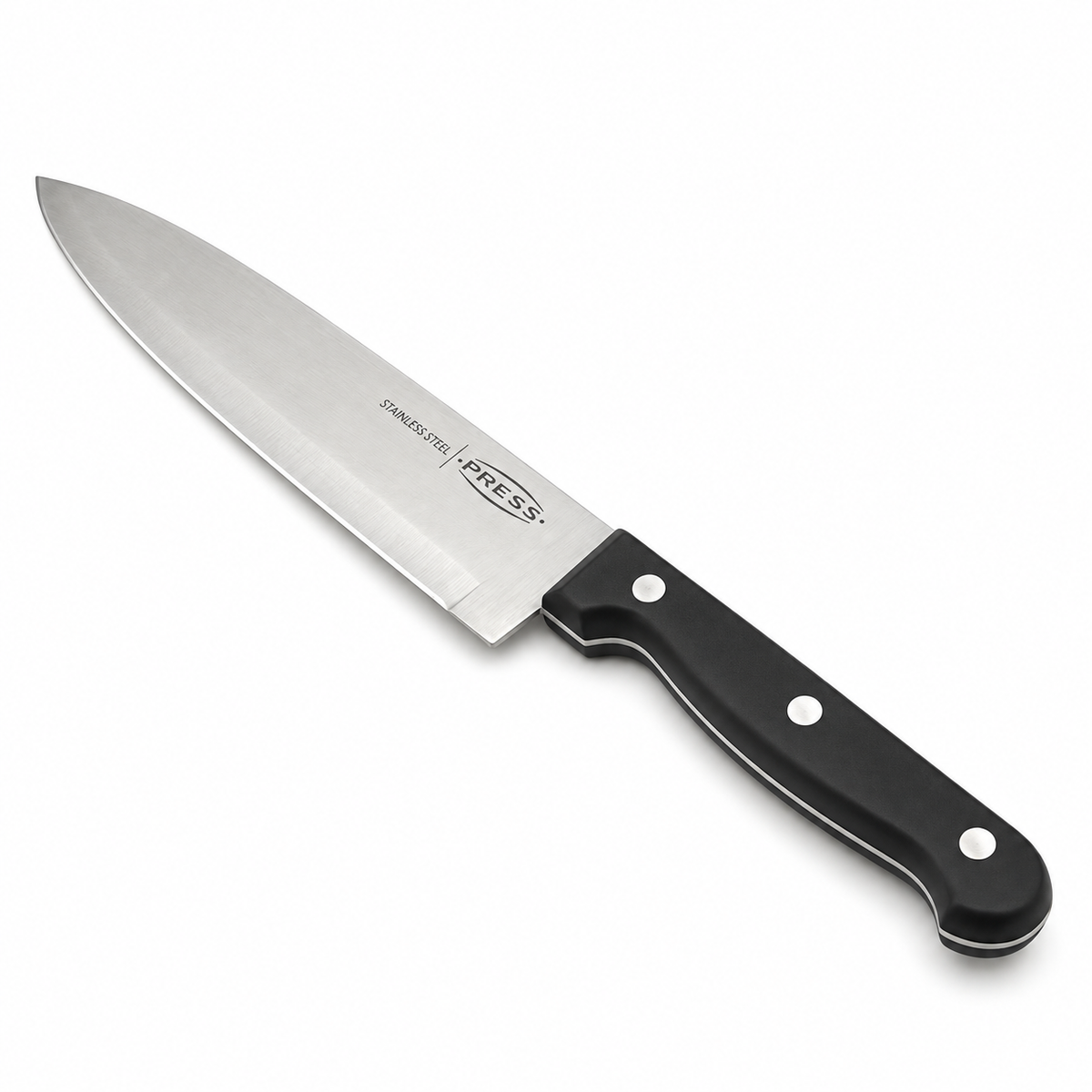 Cuchillo para chef de 20 cm Press, fotografía profesional sobre fondo blanco