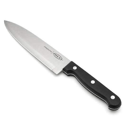 Cuchillo para chef de 20 cm Press, fotografía profesional sobre fondo blanco