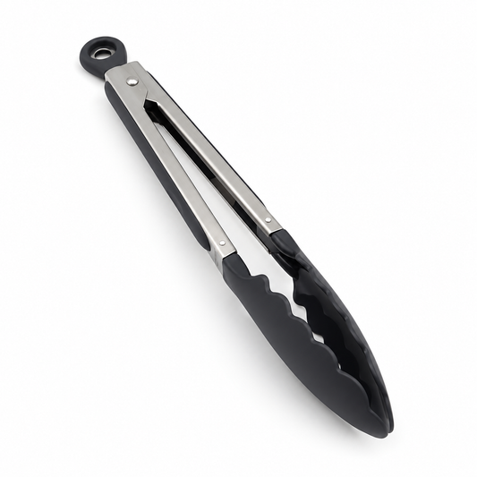 Pinza para servir de 23 cm con punta antiadherente, fotografía profesional sobre fondo blanco