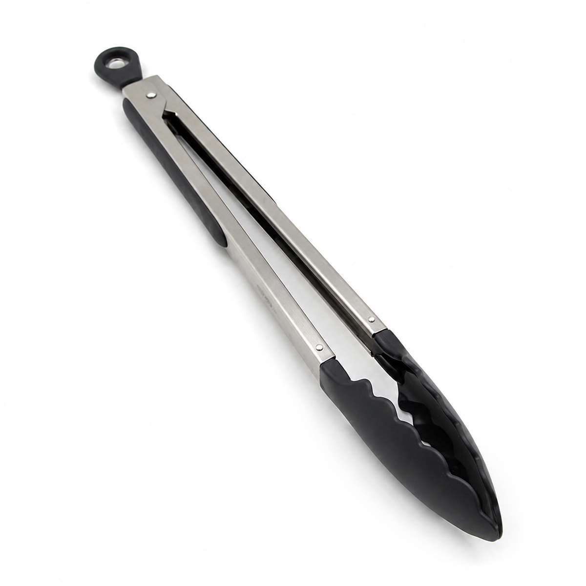 Pinza para servir de 30 cm con punta antiadherente, fotografía profesional sobre fondo blanco
