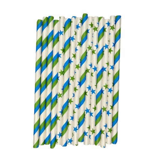 Pitillos Espiral Verde y Azul Wilton 15.2cm x30und