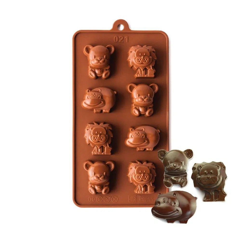 Molde Silicona Choco Animales de la Selva x8cav