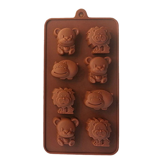 Molde Silicona Choco Animales de la Selva x8cav