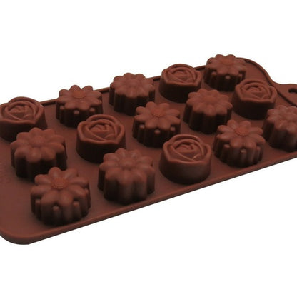 Molde Silicona Choco Flores x15cav