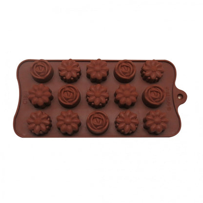 Molde Silicona Choco Flores x15cav