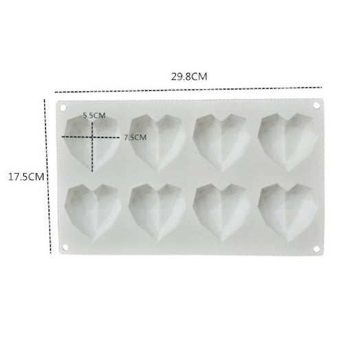 Molde Silicona Corazón Geométrico x8cav