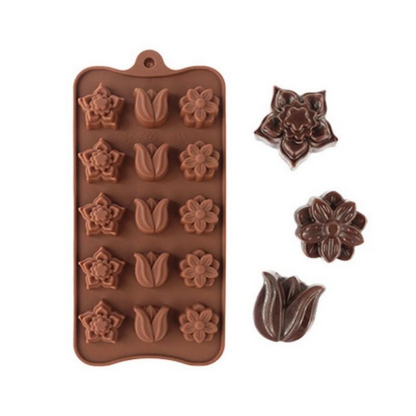 Molde Silicona para Bombones de Flores